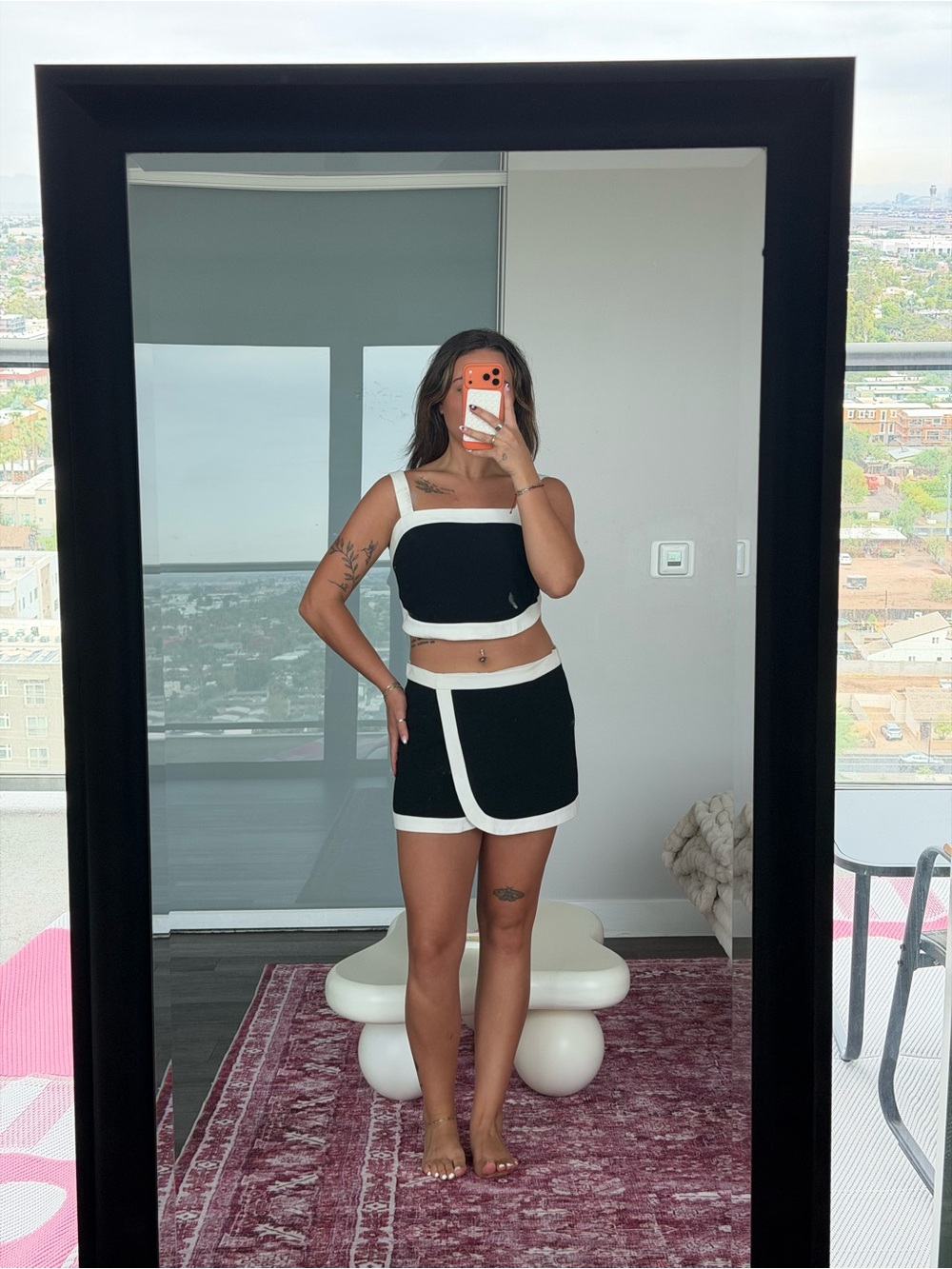 Amanda Uprichard Black and White Colorblock Two-Piece Set